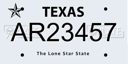 AR23457 Texas License Plate