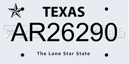 AR26290 Texas License Plate