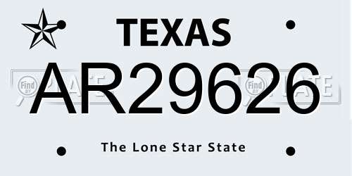 AR29626 Texas License Plate