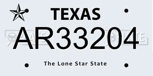 AR33204 Texas License Plate