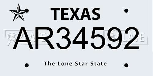 AR34592 Texas License Plate