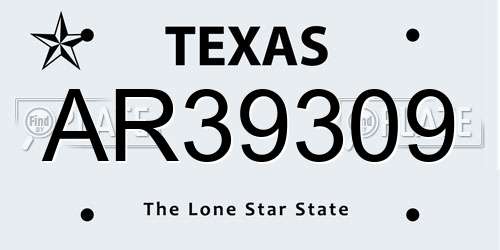 AR39309 Texas License Plate