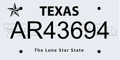 AR43694 Texas License Plate