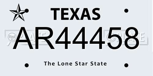 AR44458 Texas License Plate
