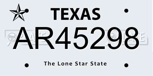 AR45298 Texas License Plate