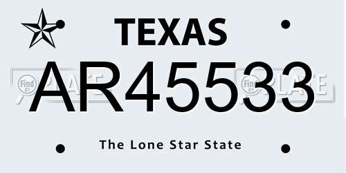 AR45533 Texas License Plate