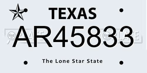 AR45833 Texas License Plate