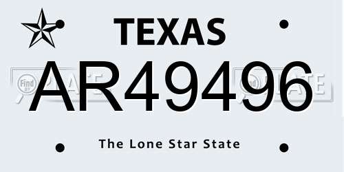 AR49496 Texas License Plate