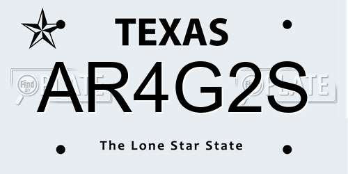 AR4G2S Texas License Plate