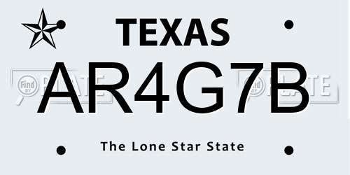 AR4G7B Texas License Plate