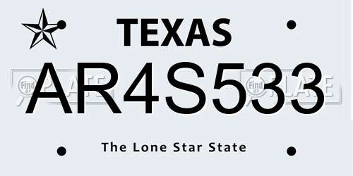 AR4S533 Texas License Plate