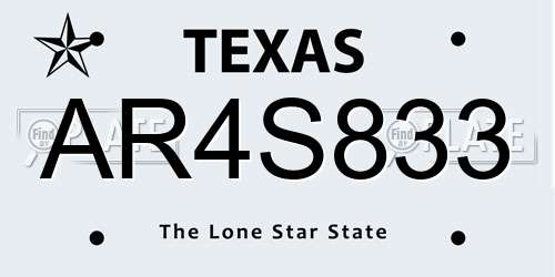 AR4S833 Texas License Plate