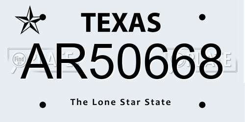 AR50668 Texas License Plate