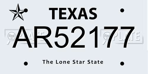 AR52177 Texas License Plate