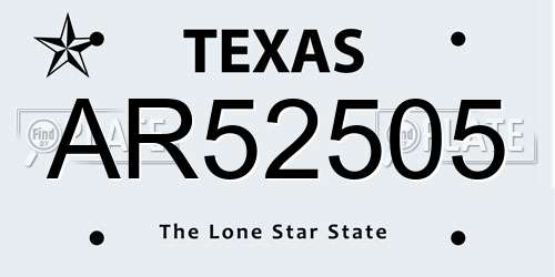 AR52505 Texas License Plate