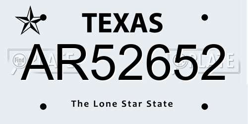 AR52652 Texas License Plate