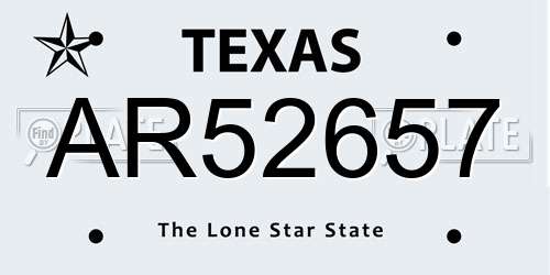 AR52657 Texas License Plate