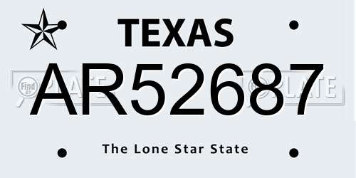 AR52687 Texas License Plate