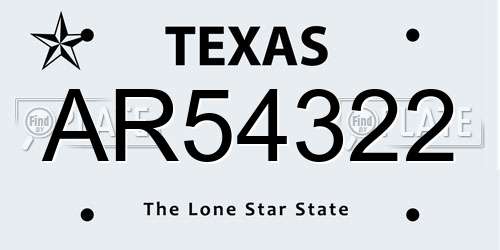 AR54322 Texas License Plate