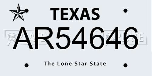 AR54646 Texas License Plate