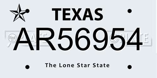 AR56954 Texas License Plate