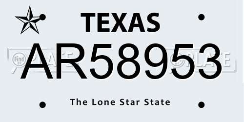 AR58953 Texas License Plate