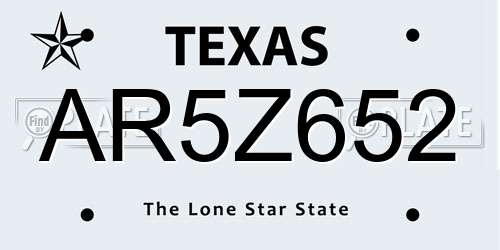 AR5Z652 Texas License Plate