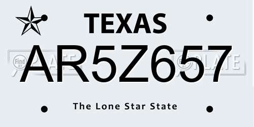 AR5Z657 Texas License Plate