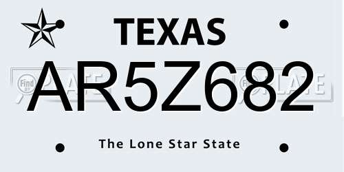 AR5Z682 Texas License Plate