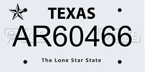 AR60466 Texas License Plate