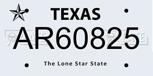 AR60825 Texas License Plate