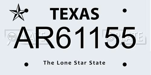 AR61155 Texas License Plate