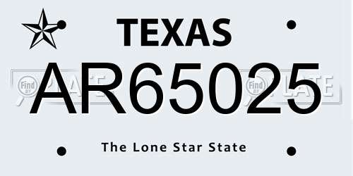 AR65025 Texas License Plate