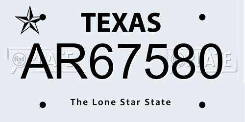 AR67580 Texas License Plate