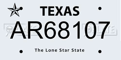 AR68107 Texas License Plate