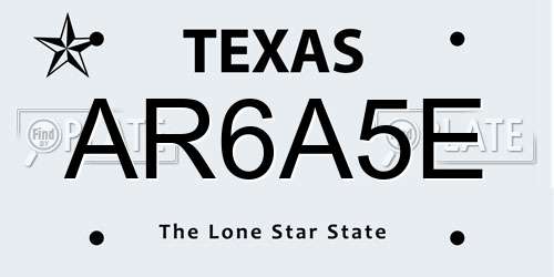 AR6A5E Texas License Plate