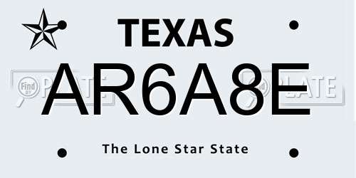 AR6A8E Texas License Plate