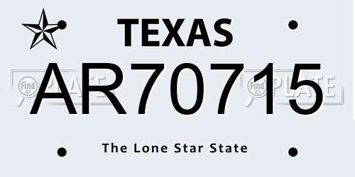 AR70715 Texas License Plate