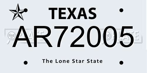 AR72005 Texas License Plate