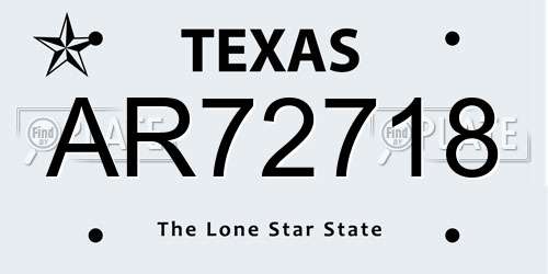 AR72718 Texas License Plate