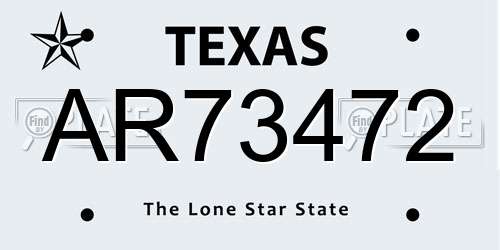 AR73472 Texas License Plate