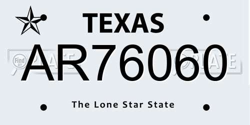 AR76060 Texas License Plate