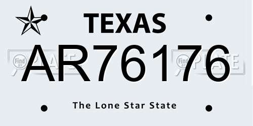 AR76176 Texas License Plate