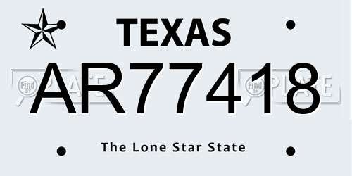 AR77418 Texas License Plate