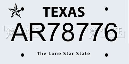 AR78776 Texas License Plate