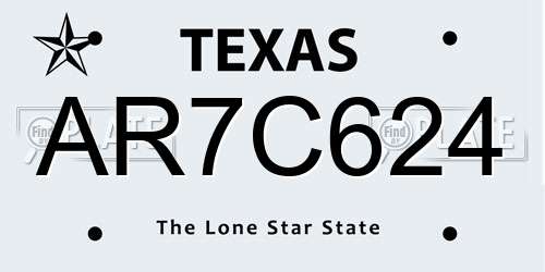AR7C624 Texas License Plate