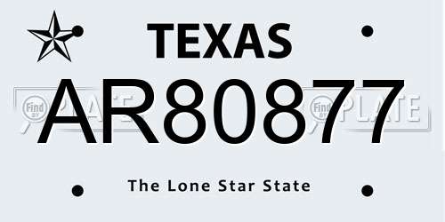 AR80877 Texas License Plate