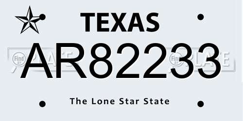 AR82233 Texas License Plate