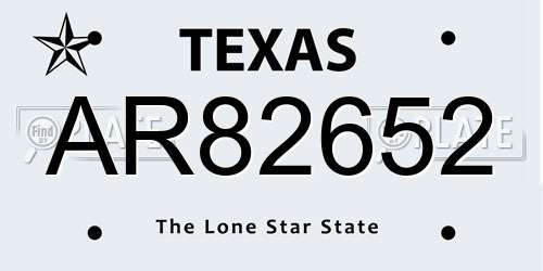 AR82652 Texas License Plate