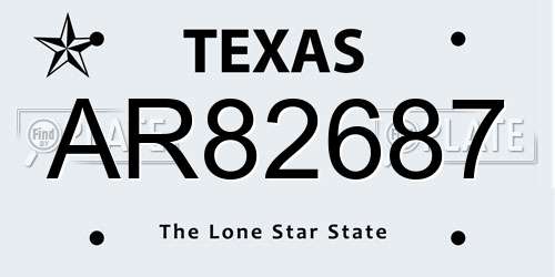 AR82687 Texas License Plate